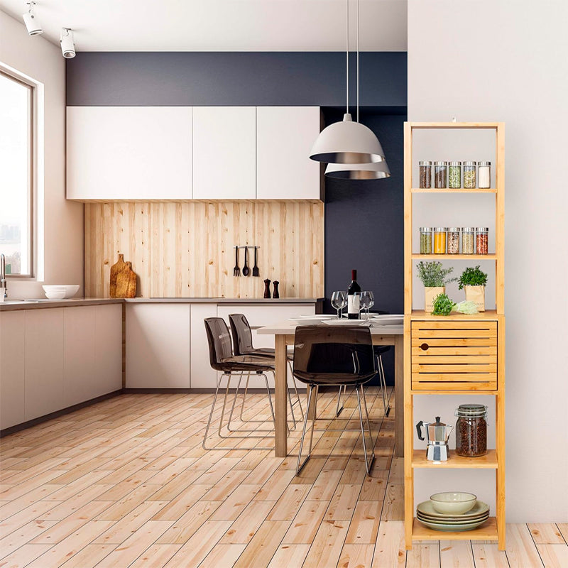 Estante De Madera 7 Niveles Organizador Cocina/ Baño Repisa Marrón Claro