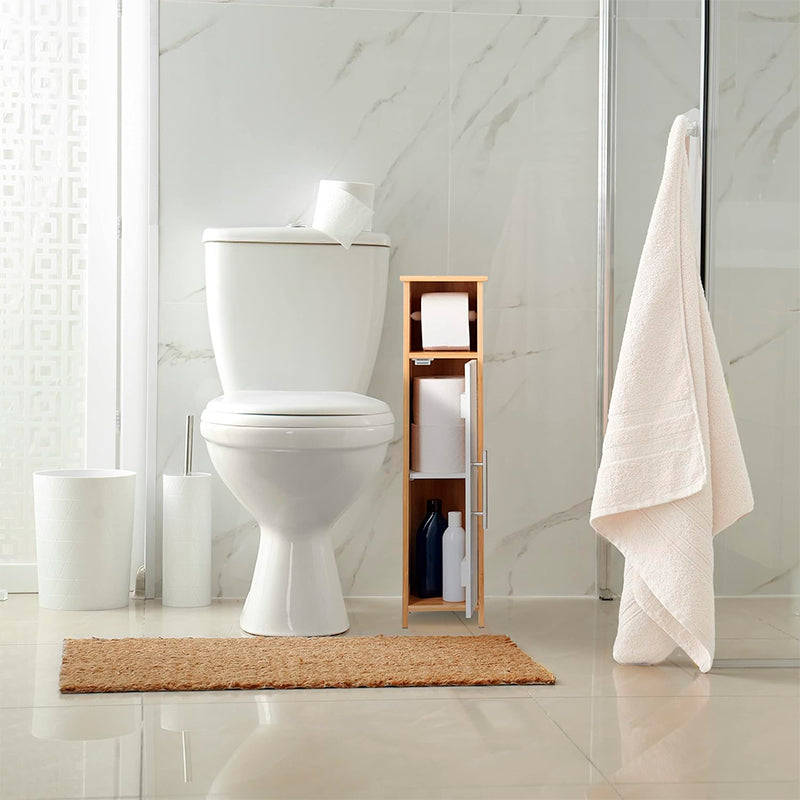 Porta Confort Soporte Papel Baño Armario Con Puerta Pequeño Blanco