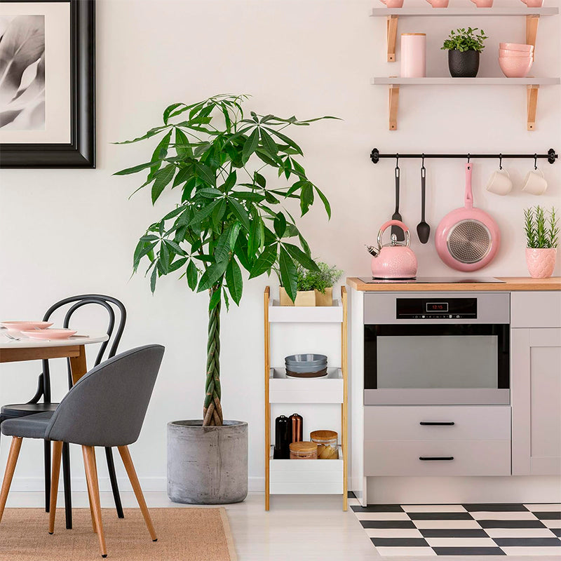 Mueble Baño Cocina 3 Niveles Con Cestas Estante Hogar Bambú Blanco