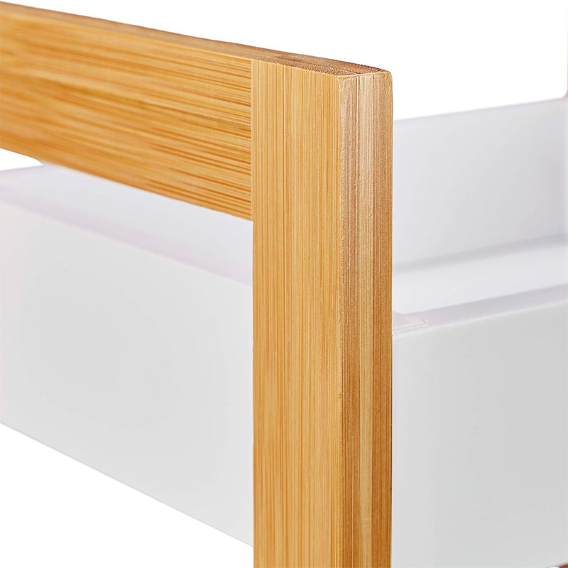 Mueble Baño Cocina 3 Niveles Con Cestas Estante Hogar Bambú Blanco