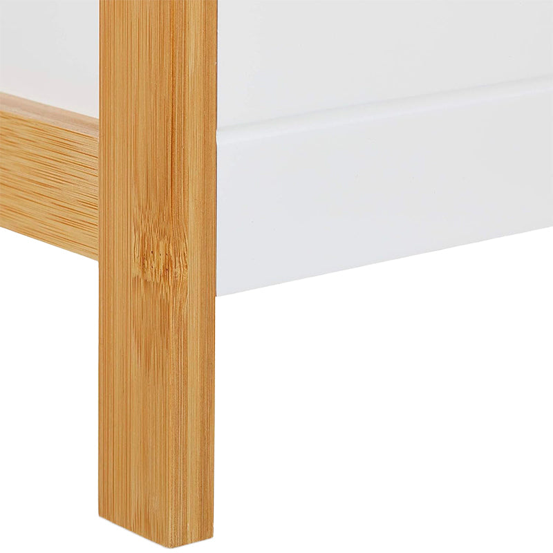 Mueble Baño Cocina 3 Niveles Con Cestas Estante Hogar Bambú Blanco