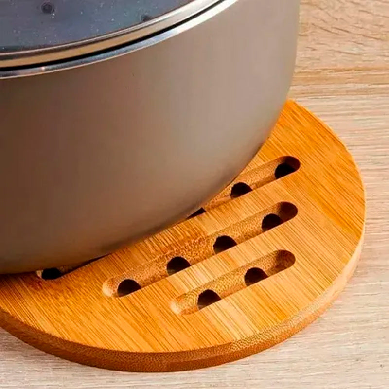 Posavasos de Bambú Resistentes Calor Soportes Ollas Calientes Antideslizante Redondos