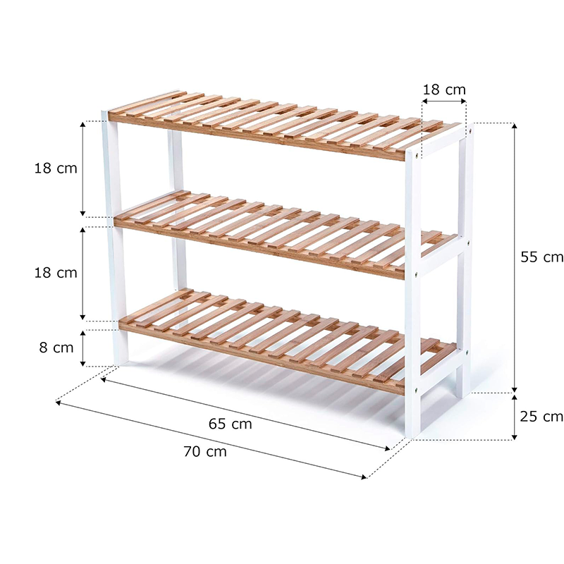Estante Organizador De Bambu Mueble De Lujo Para Cocina Baño 3 Niveles | Alto 55cm
