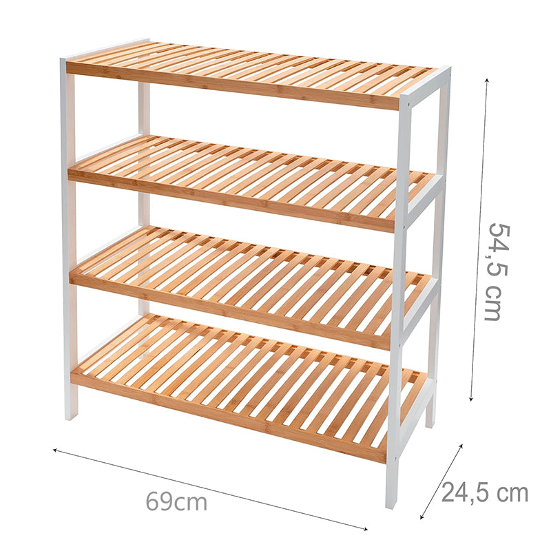 Estante Organizador De Bambu Mueble De Lujo Para Cocina Baño 4 Niveles | Alto 55cm