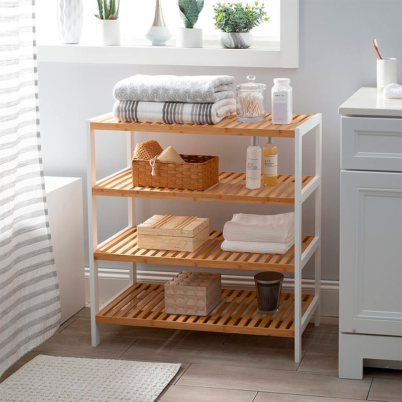 Estante Organizador De Bambu Mueble De Lujo Para Cocina Baño 4 Niveles | Alto 55cm