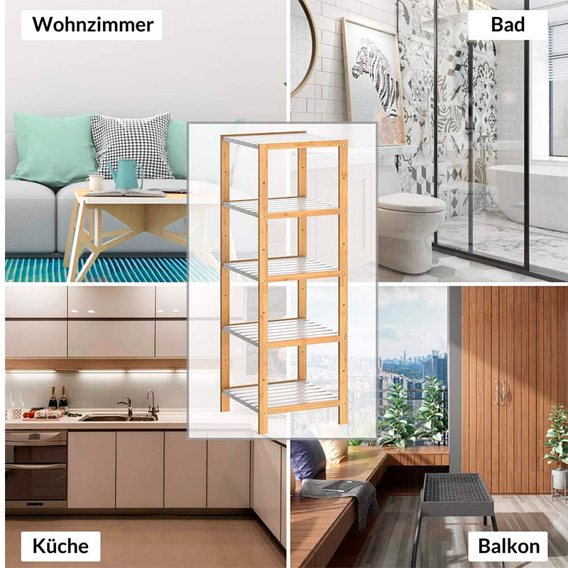 Estante Organizador De Bambu Mueble De Lujo Para Cocina Baño 5 Niveles | Alto 140cm