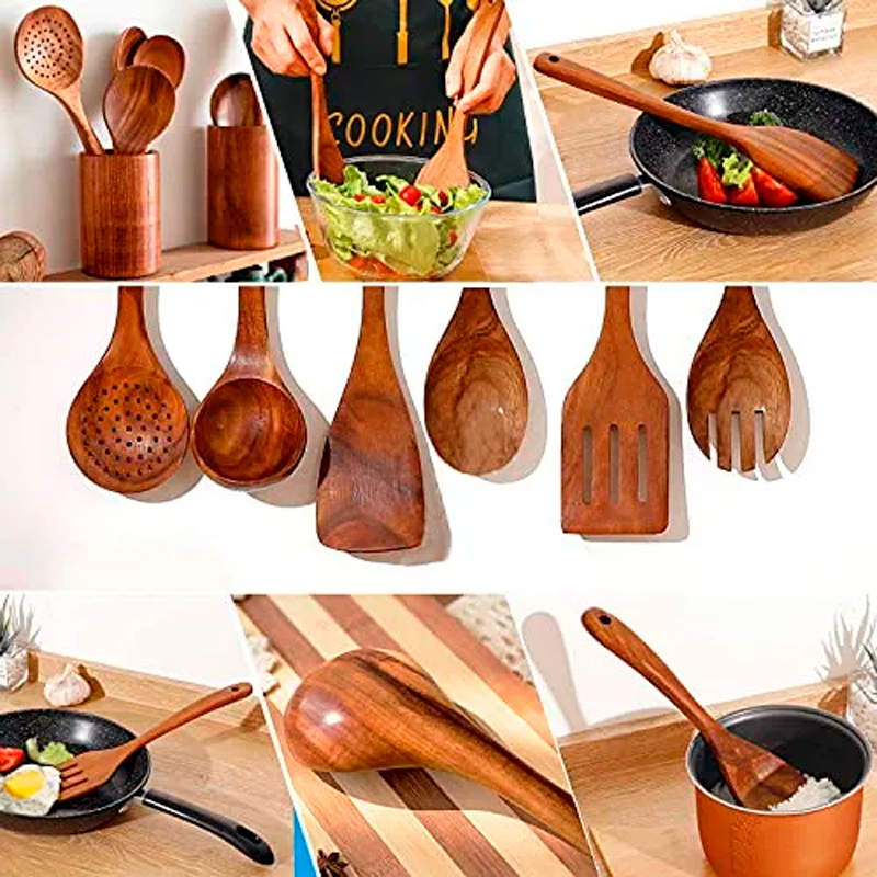 Set de Utensilios de Cocina 8 pzs Madera Natural