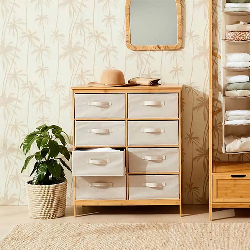 Comoda 8 Cajoneras Organizador Mueble Moderno De Bambú Natural