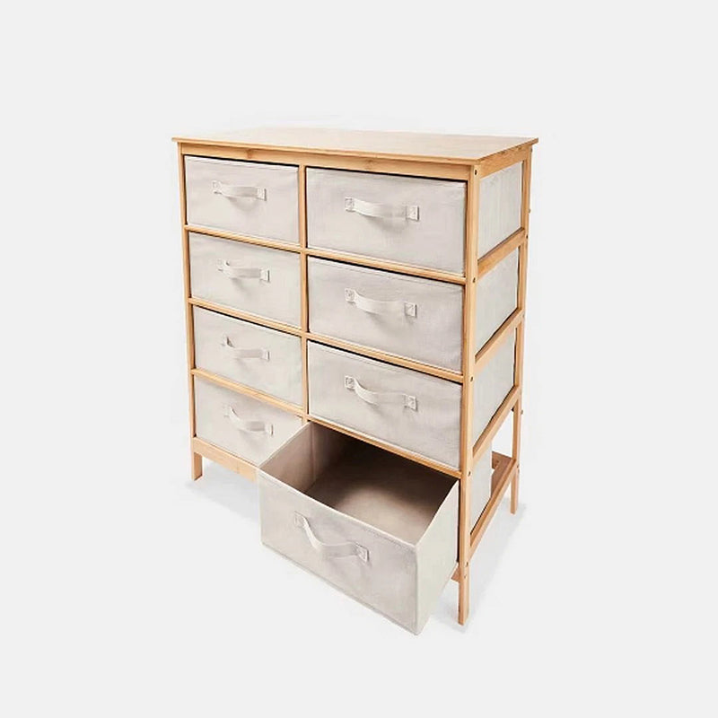 Comoda 8 Cajoneras Organizador Mueble Moderno De Bambú Natural