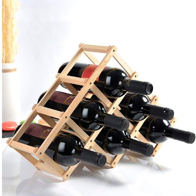 Porta Vino Botellas Plegable Soporte De Vino Madera 6 Pts