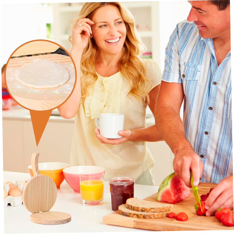 Prensa de Tortilla de Madera Natural Redonda con Asa