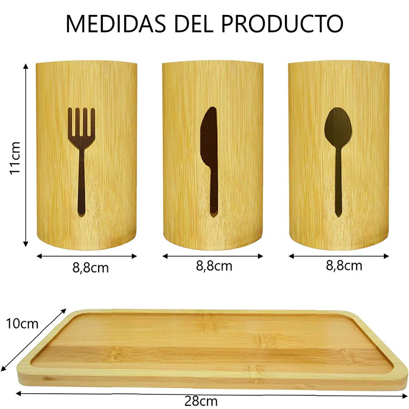Escurridor De Cubierto Y Utensilios Cocina Porta Servicio Madera