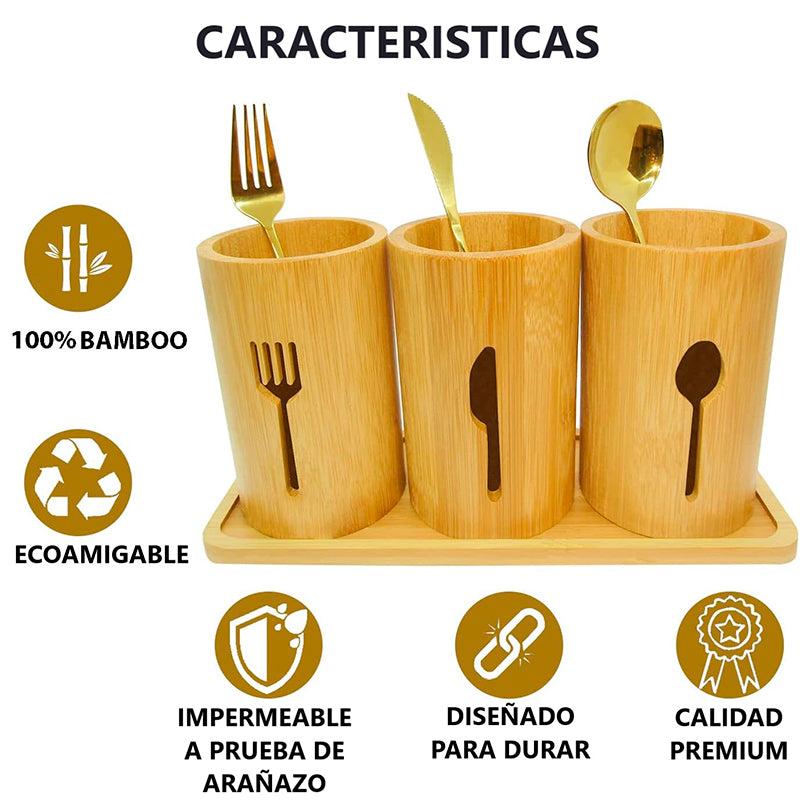 Escurridor De Cubierto Y Utensilios Cocina Porta Servicio Madera
