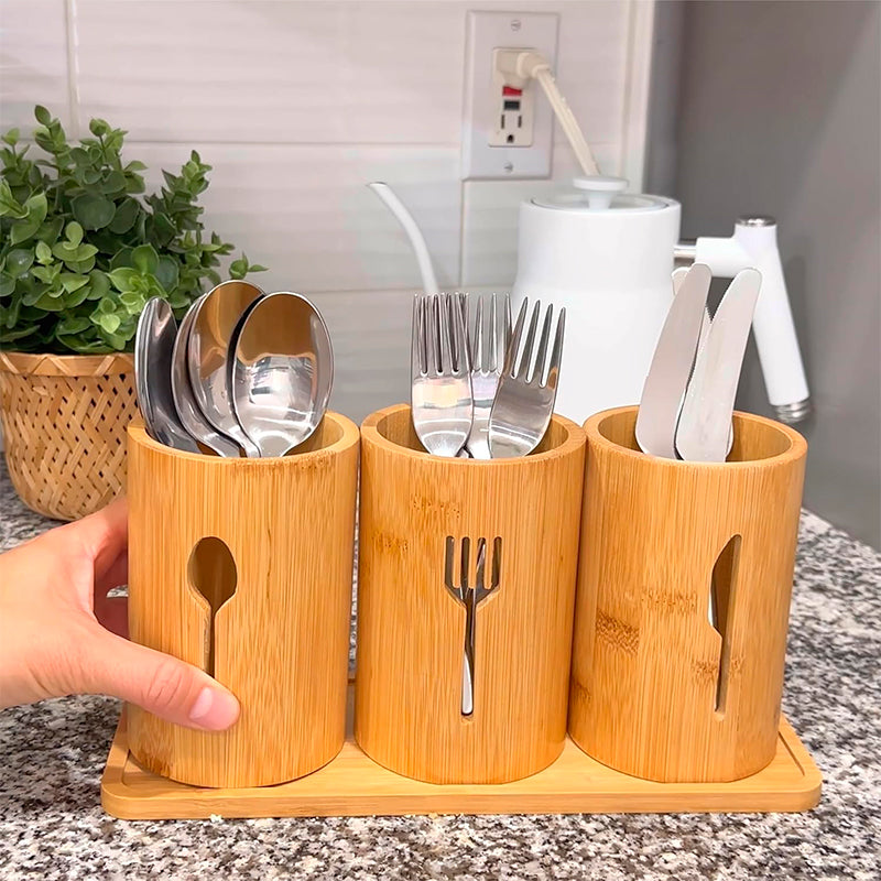 Escurridor De Cubierto Y Utensilios Cocina Porta Servicio Madera