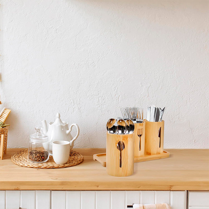 Escurridor De Cubierto Y Utensilios Cocina Porta Servicio Madera