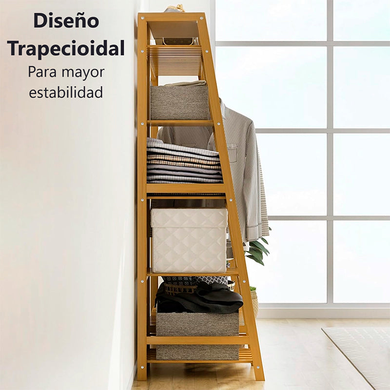 Perchero Organizador Grande De Madera Colgador Ropa Bambú
