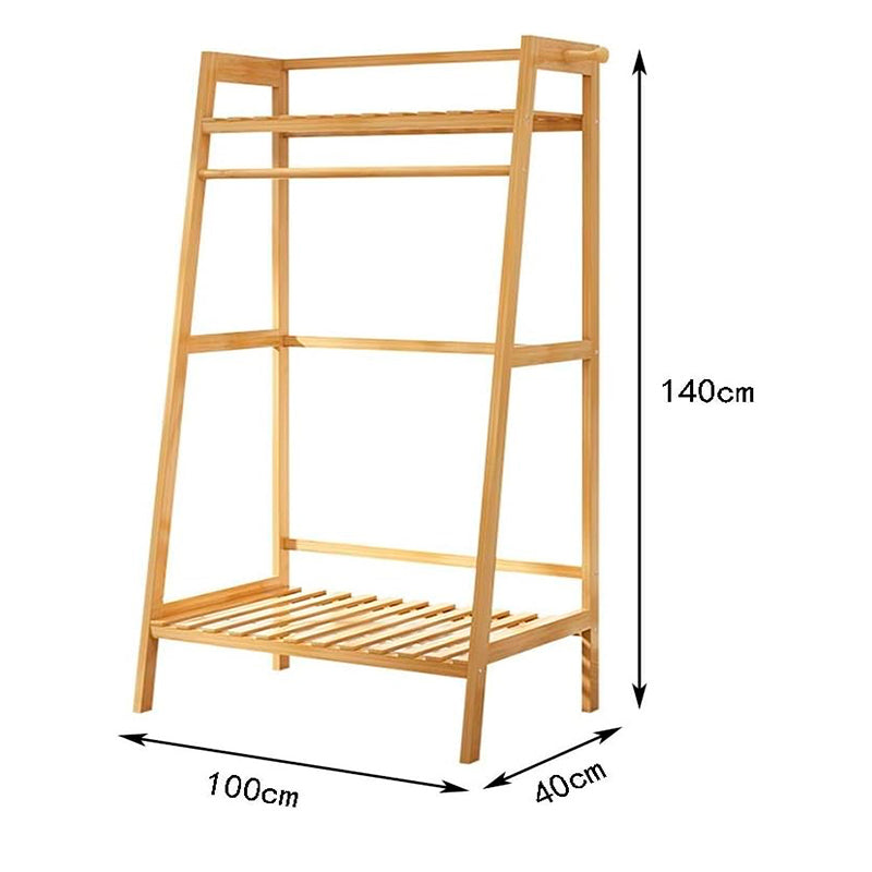 Perchero Organizador De Madera Colgador De Ropa De Bambú