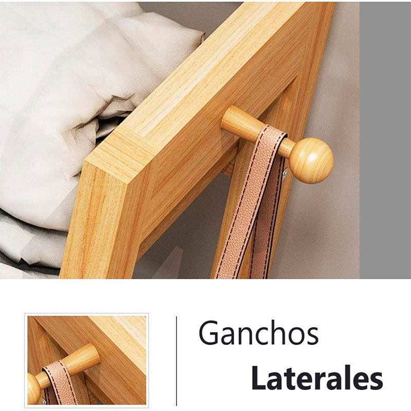 Perchero Organizador De Madera Colgador Ropa Grande De Bambú
