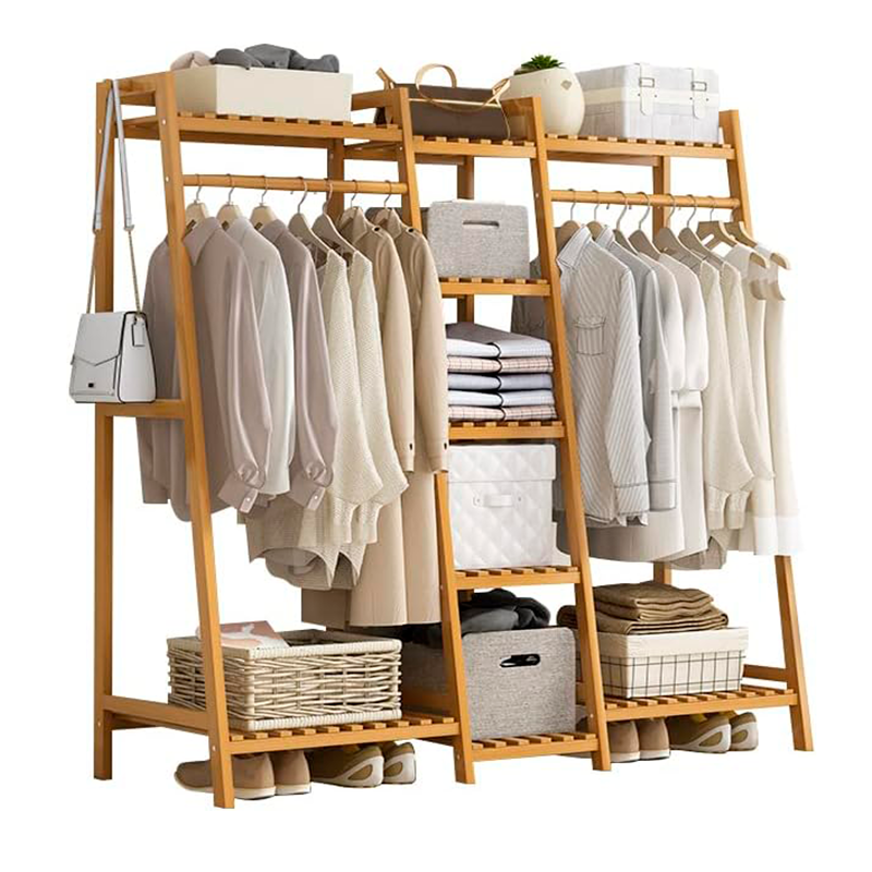 Perchero Organizador Grande De Madera Colgador Ropa Bambú