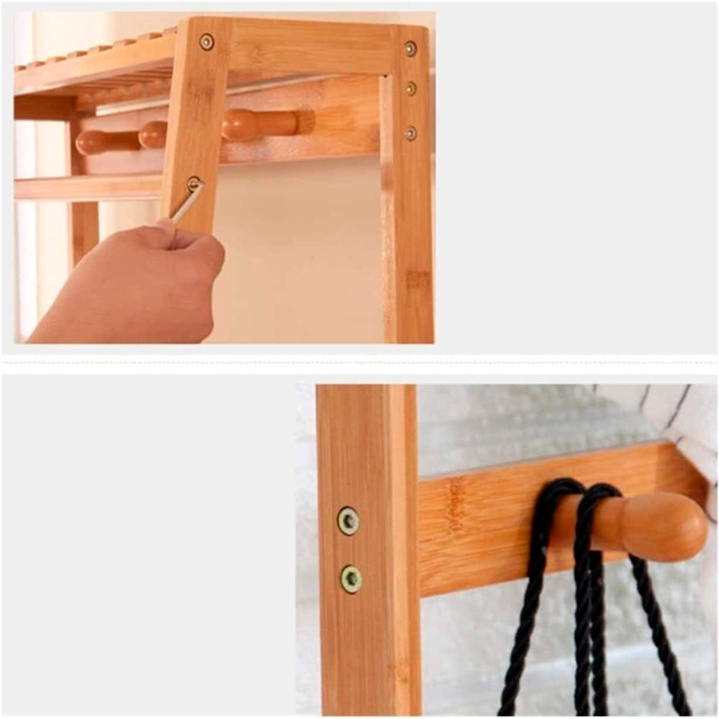 Perchero De Bambú Organizador Colgador De Ropa De Madera