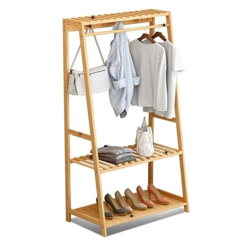 Perchero De Bambú Organizador Colgador De Ropa De Madera