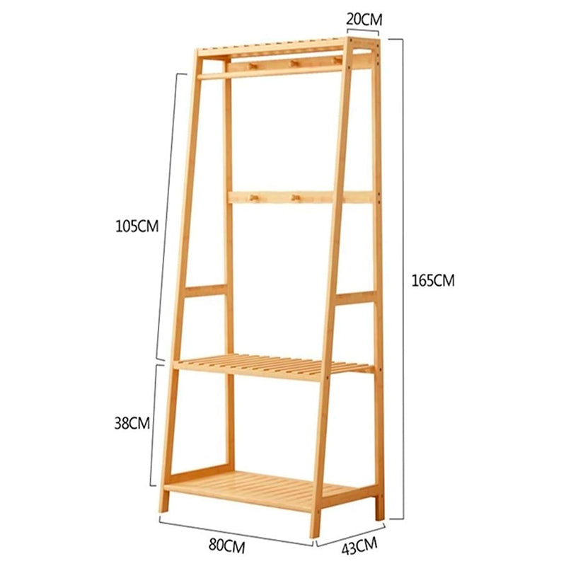 Perchero De Bambú Organizador Colgador De Ropa De Madera