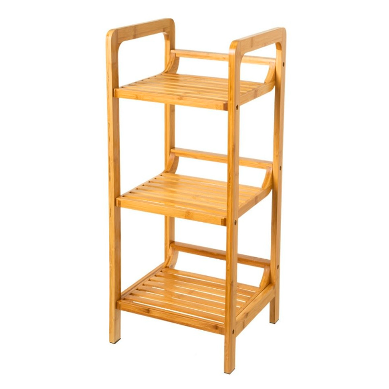 Estantería de Baño Cocina 3 Niveles 4 Niveles Rack Organizador del Hogar Madera Natural
