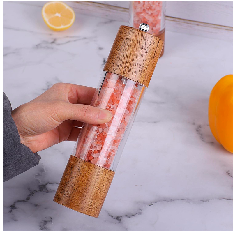 Pack 2 Salpimenteros Con Base Molinillo Manual Para Especias Marrón