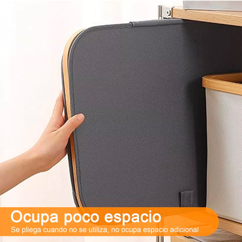 Cesto Doble Ropa Sucia con Tapa Plegable Canasto Bambú Rectangular