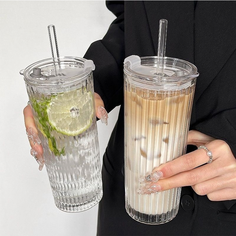 Vaso Hermetico De Vidrio En Relieve Con Tapa Bombilla 520ml Transparente