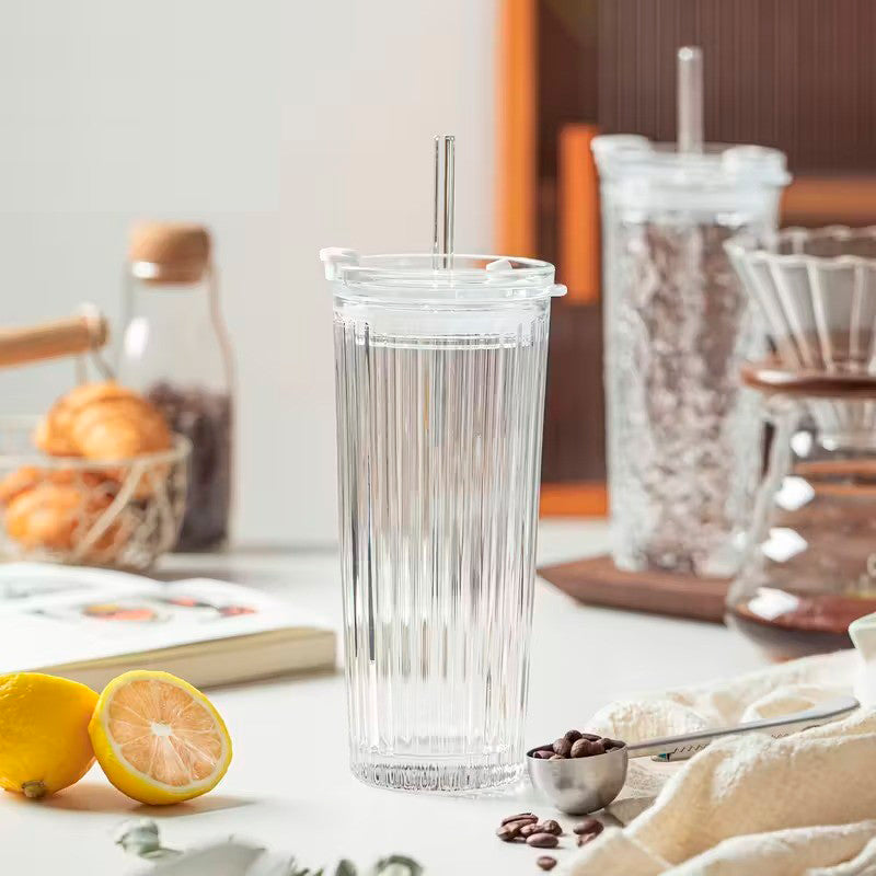 Vaso Hermetico De Vidrio En Relieve Con Tapa Bombilla 520ml Transparente