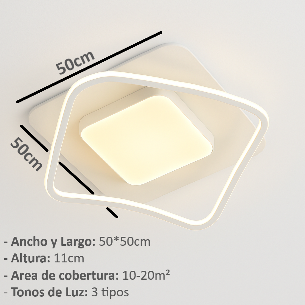 Lámpara De Techo 3 Tonos Luz Foco Led De Hogar Minimalista 50cm 50w 600 Wakeshome