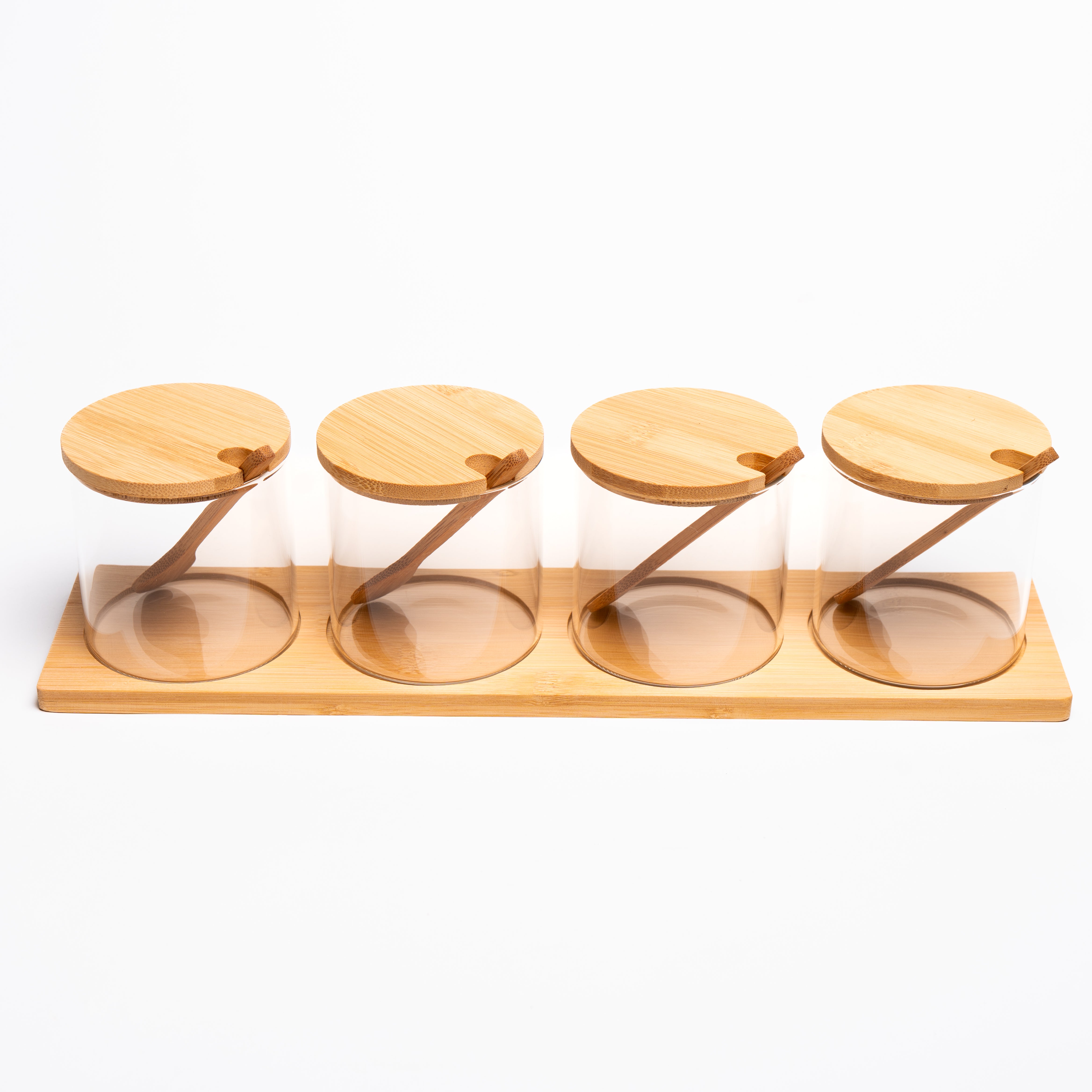 Set frascos vidrio tapa bambú organizadores cocina