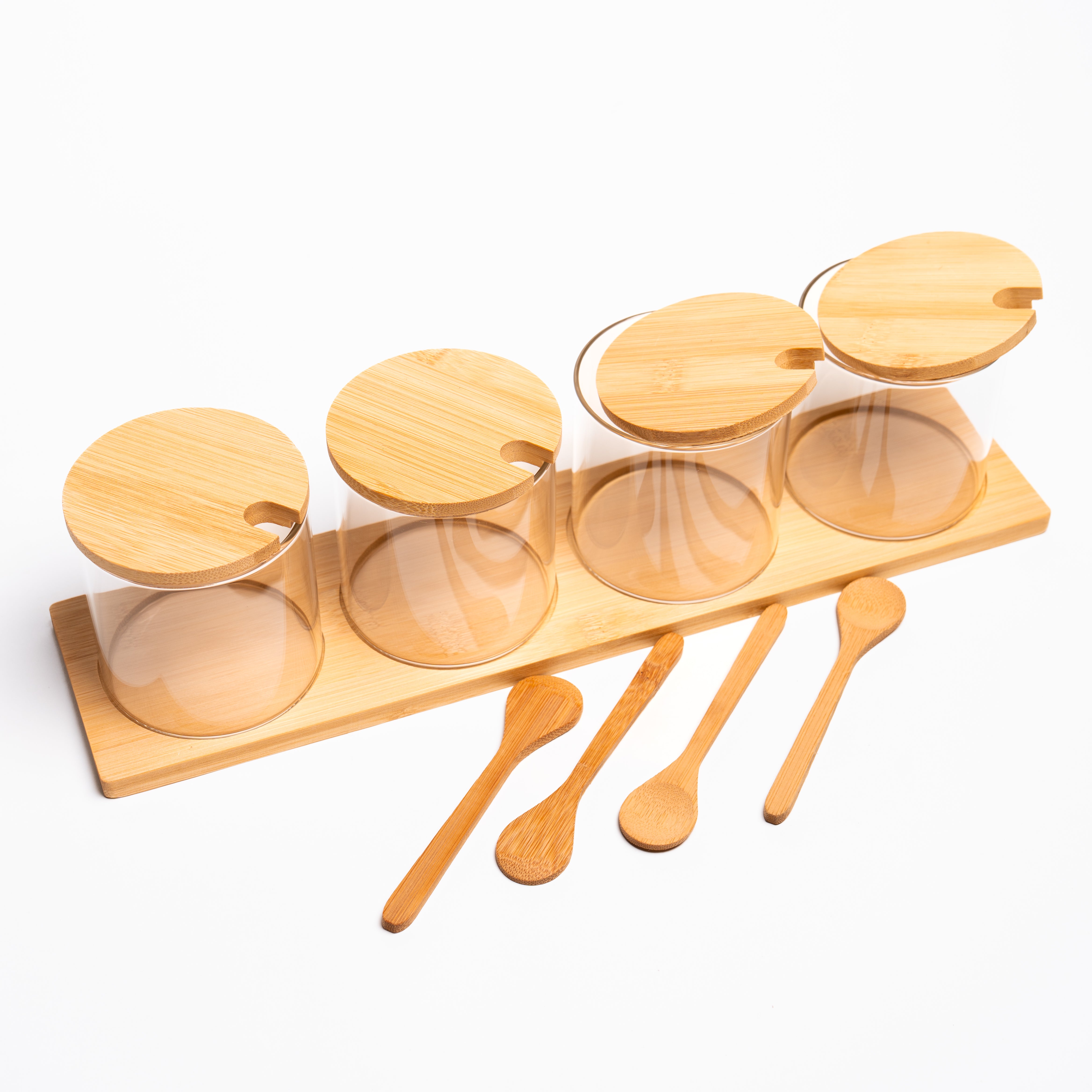 Set frascos vidrio tapa bambú organizadores cocina