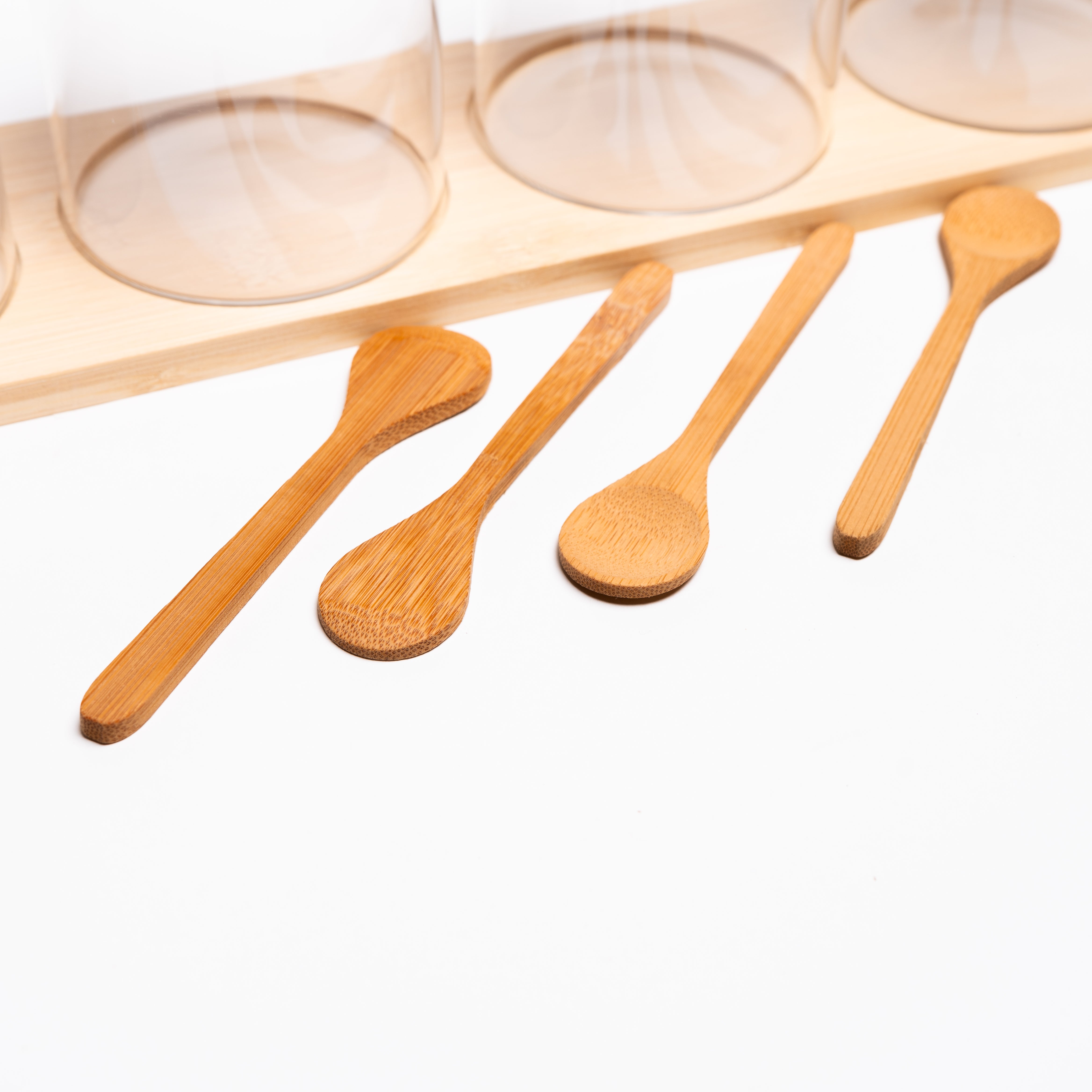 Set frascos vidrio tapa bambú organizadores cocina