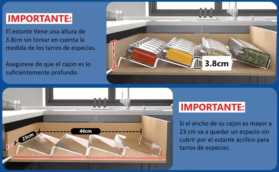 24 Frascos Especias Con Tapa De Bambú + Soportes Acrilicos