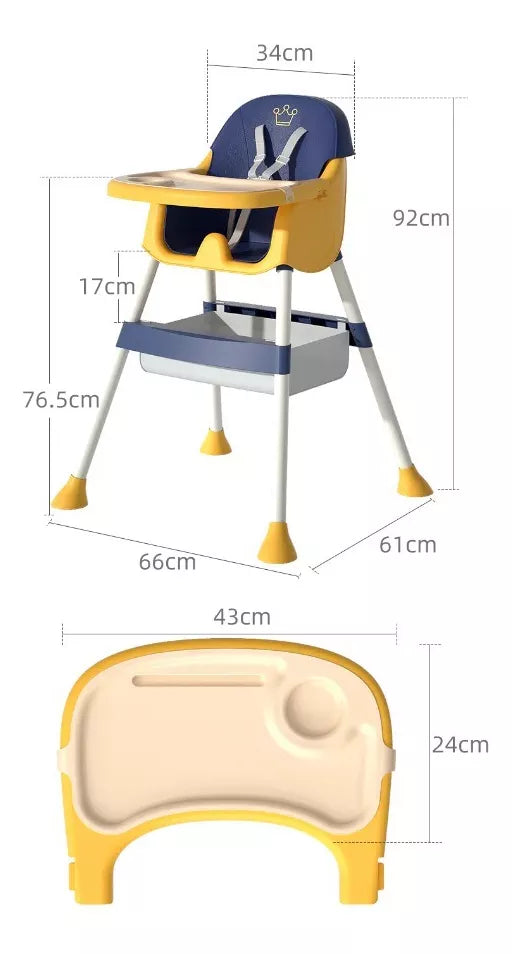 Silla Para Bebes 2 en 1 Altura Ajustable Silla Comedor Infantil