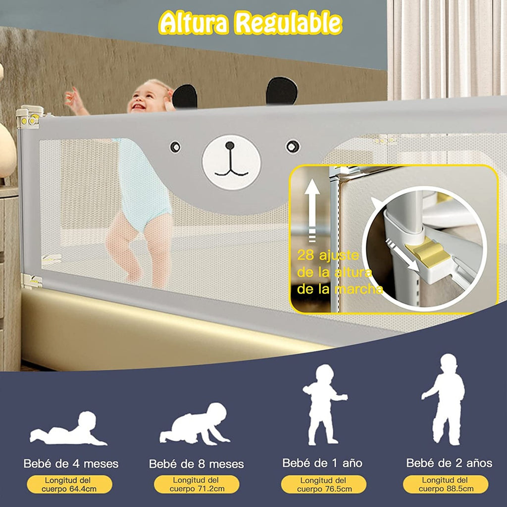 Baranda De Cama Seguridad Bebe Plegable 180cm / 82cm