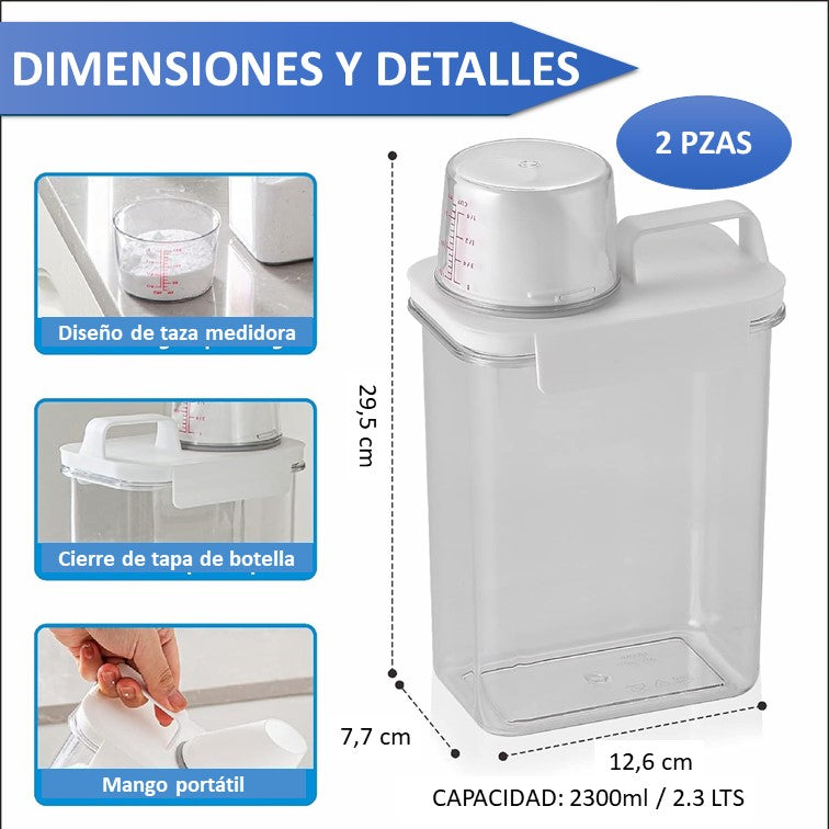 Pack 2 Dispensador de Detergente Organización para Lavandería Set de Contenedores de Detergente 78 oz