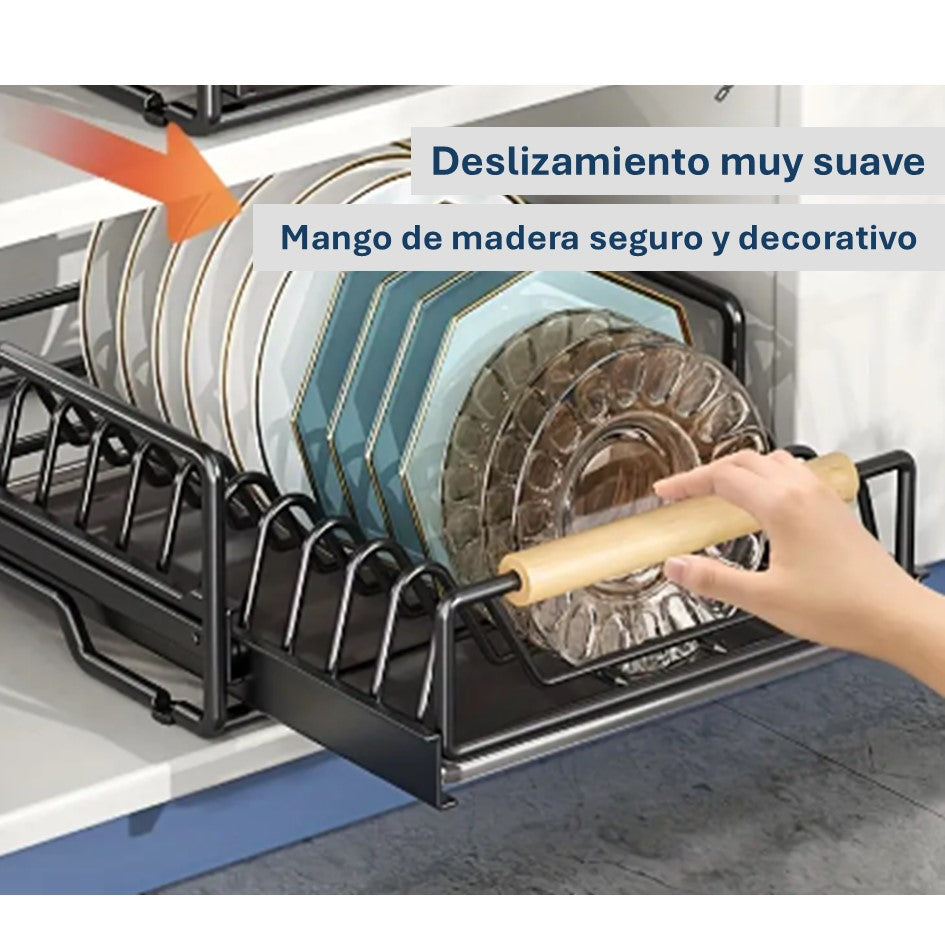 Pack 2 Estantes Organizador de Cocina Rack Deslizables para Almacenamiento de Platos Bowls