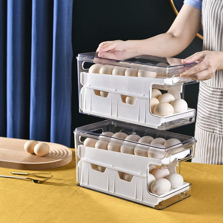 DOITOOL - Huevos de plástico para cocina, para frigorífico, hueveras,  apilables, bandeja para huevos para nevera, organizador de huevos,  contenedor