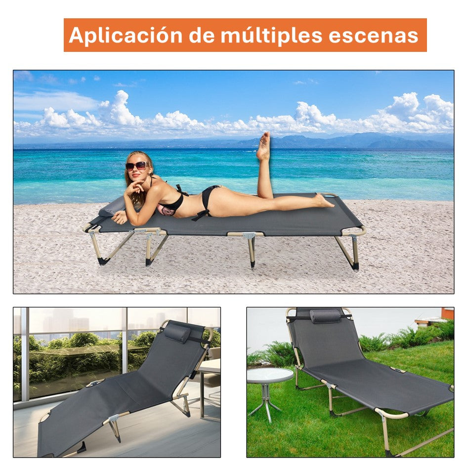 Silla Cama Plegable Portable Para Playa Camping Y Piscina