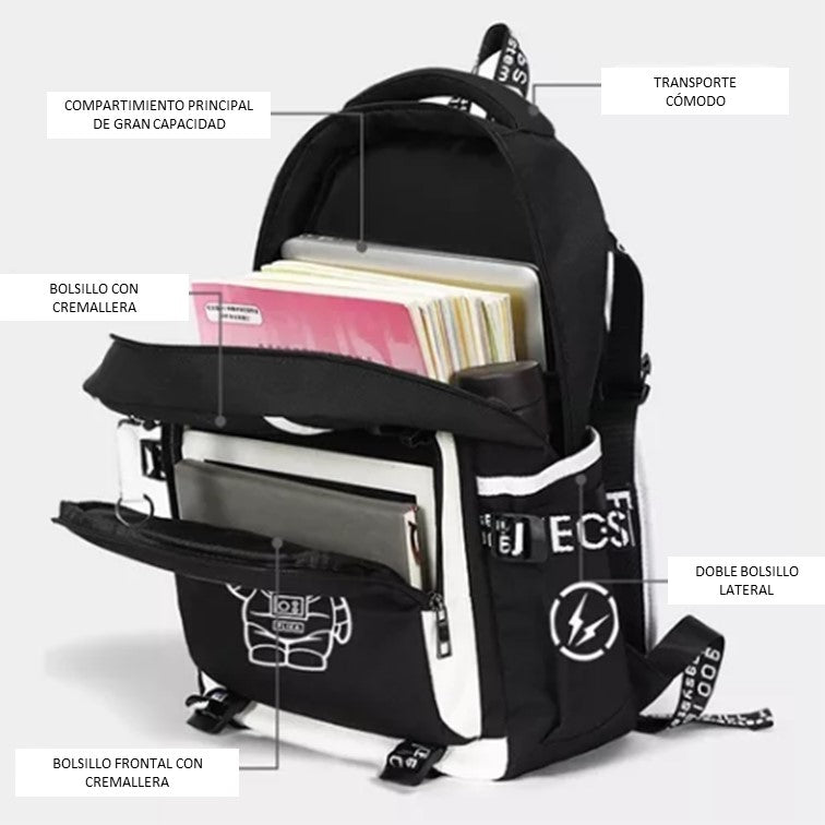 Mochilas De Adolescentes Mochila Escolar Amythe Gran Capacidad