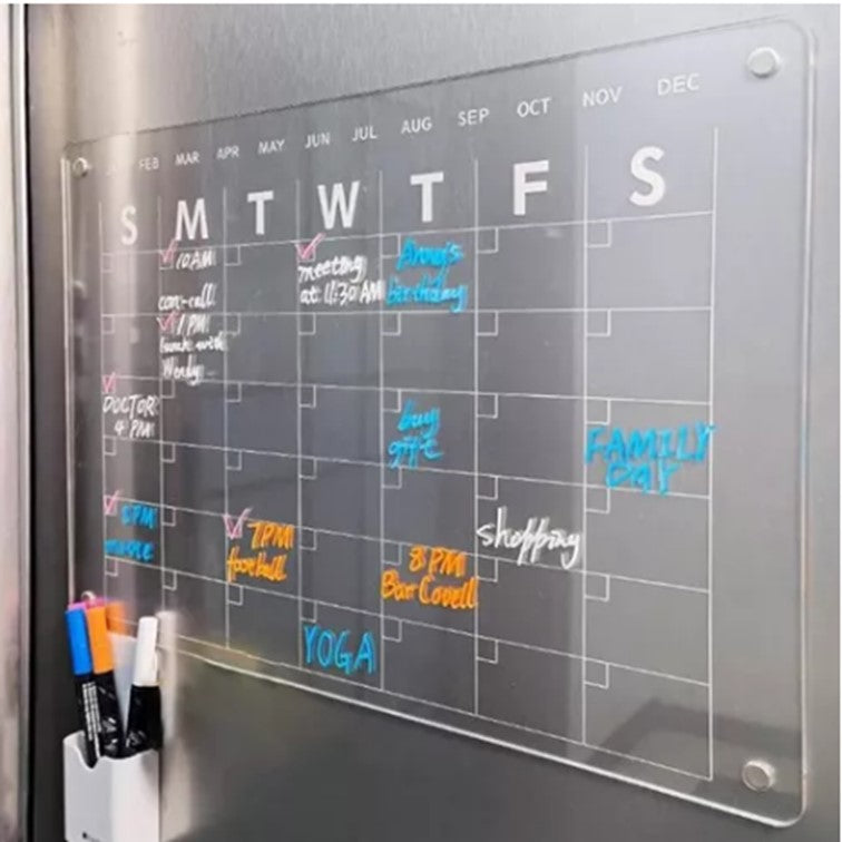 Calendario Acrílico Magnético para Refrigerador Planificador Semanal Mensual