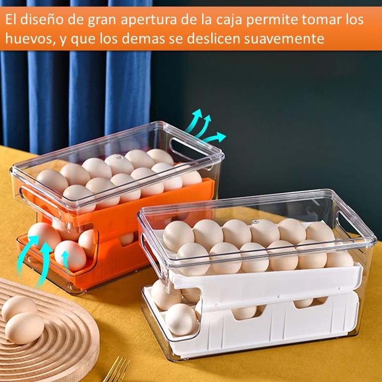 DOITOOL - Huevos de plástico para cocina, para frigorífico, hueveras,  apilables, bandeja para huevos para nevera, organizador de huevos,  contenedor