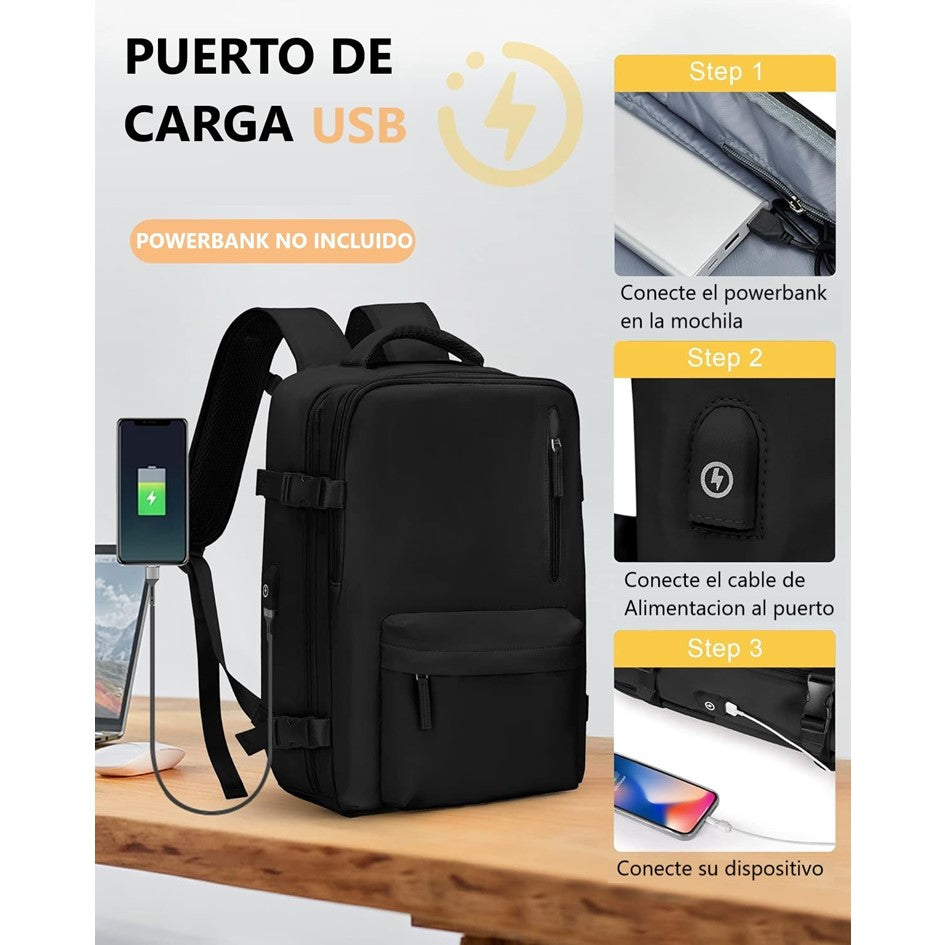 Mochila Viaje Cabina Avión Impermeable Viral Zapatos Usb