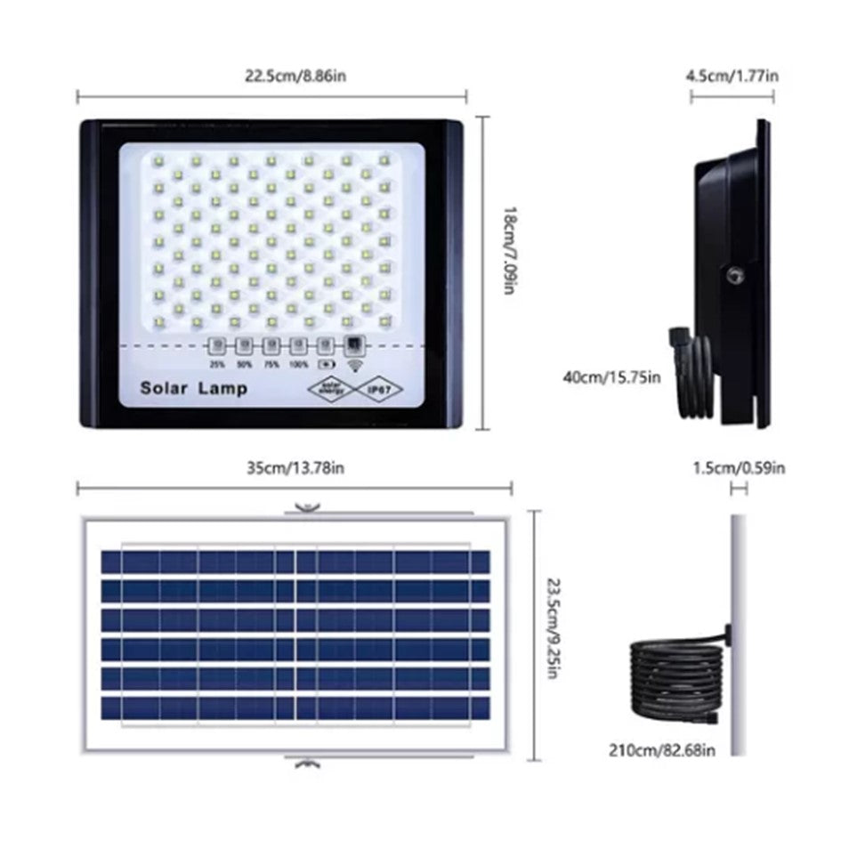 Luz Solar Exterior Con Sensor Movimiento Angulo Amplio 100w
