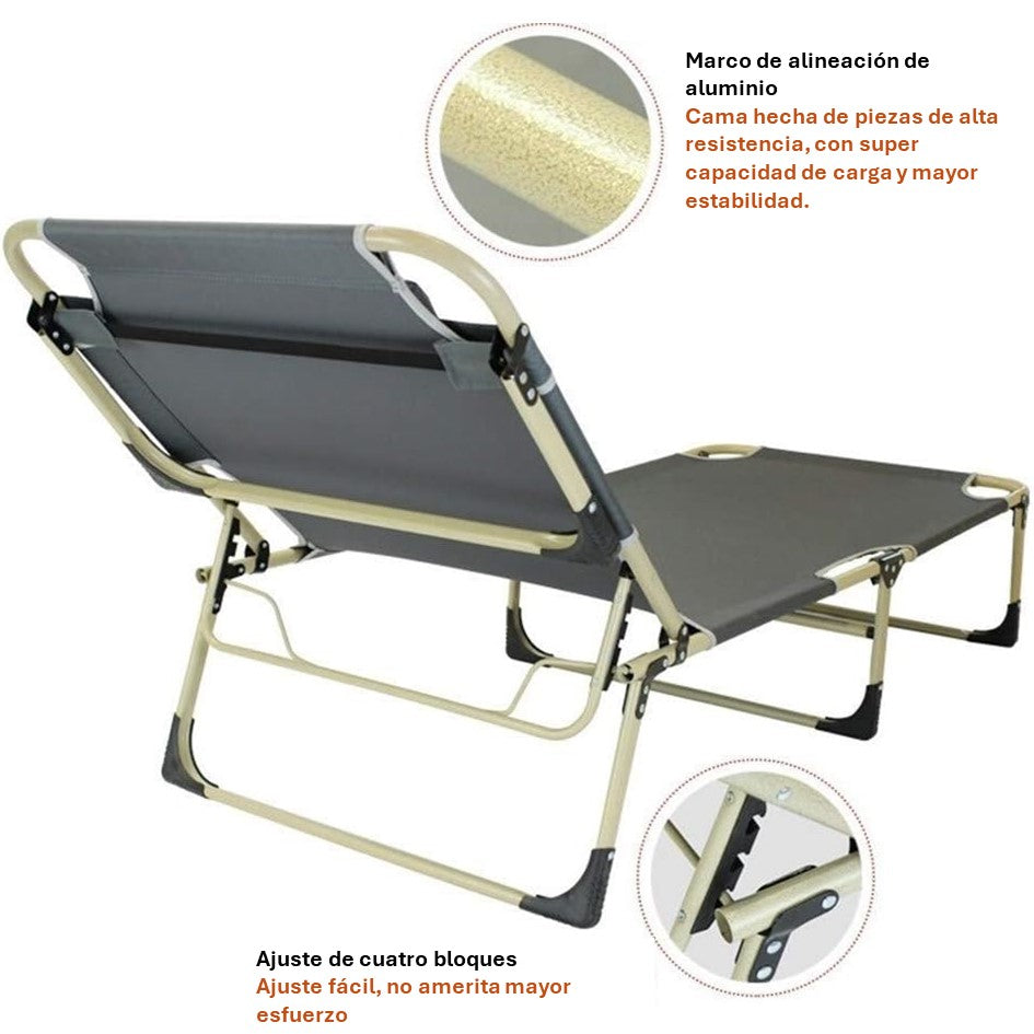 Silla Cama Plegable Portable Para Playa Camping Y Piscina