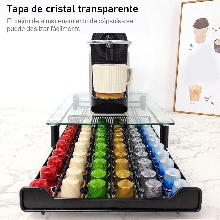 Cajón para Cápsulas de Café con Tapa de Cristal Cafetera Nespresso