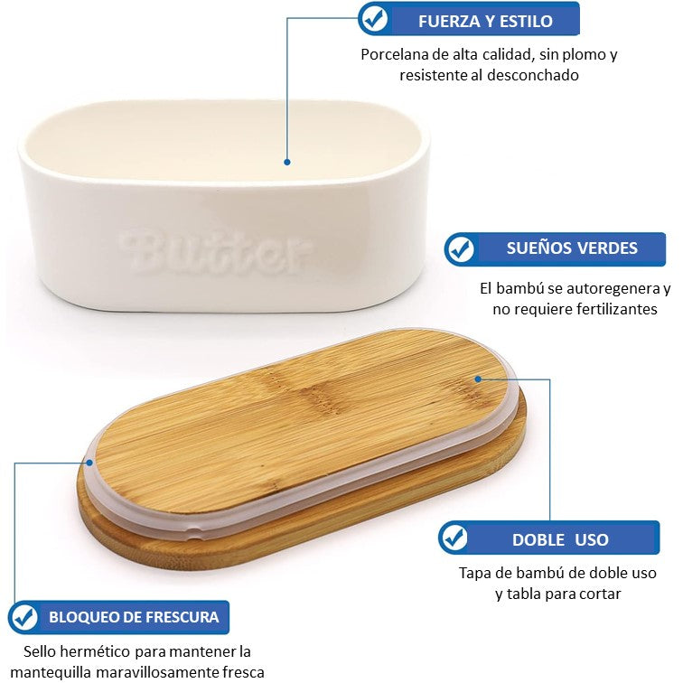 Caja Selladora De Mantequilla Con Tapa De Madera Y Cuchillo, | Cuotas Caja Selladora De Mantequilla Con Tapa De Madera Y Cuchillo, | Cuotas